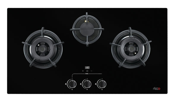 意高RICCO石油氣三爐頭定時功能嵌入式煮食爐 LPG 3-Burner Timer Cooking Built-in Hob RC-3B30-L