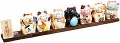 Seven Ceramic Japanese Lucky Cats (Made in Japan)